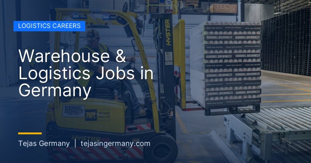 Forklift operator working in a logistics warehouse