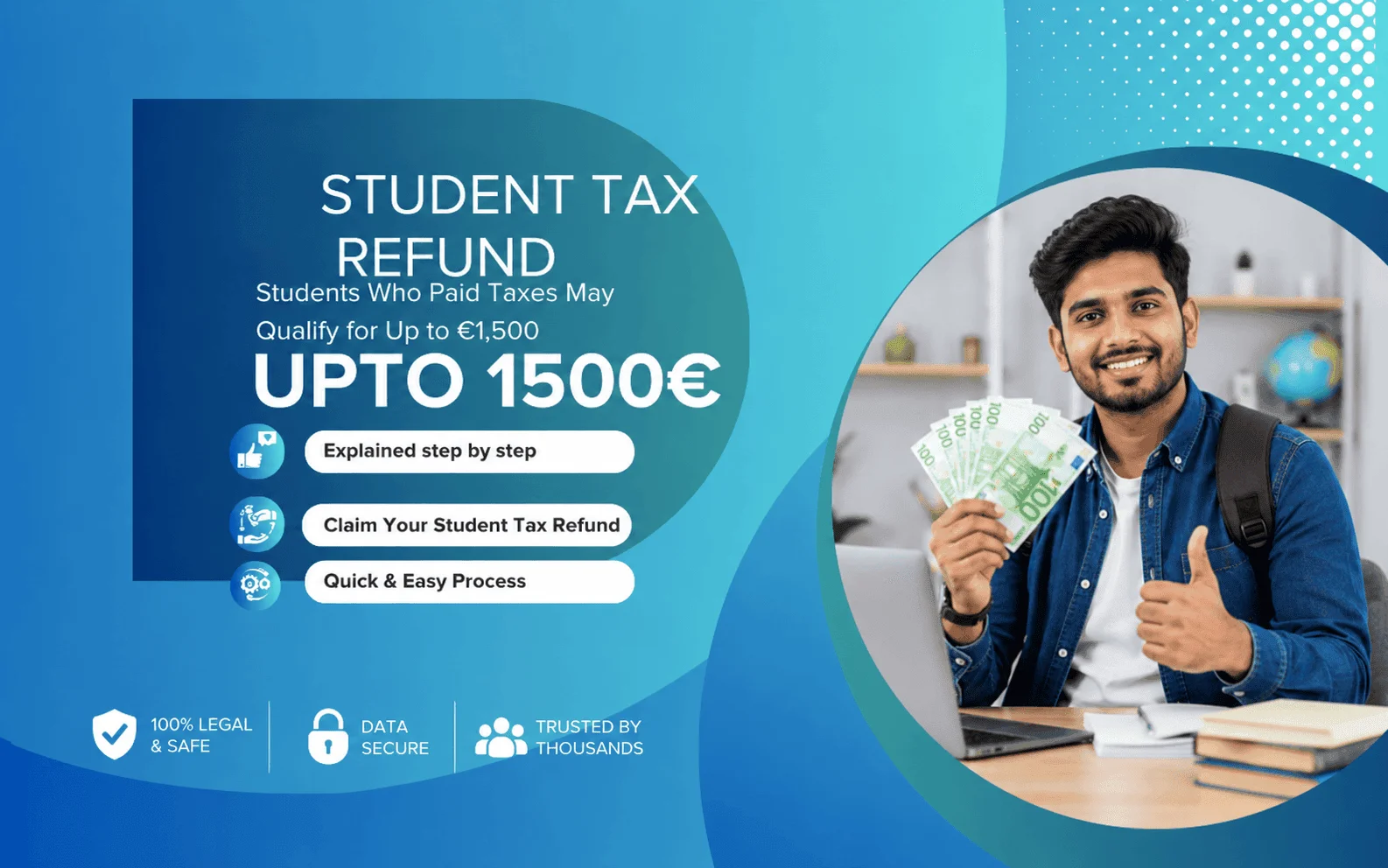 International student tax refund Germany - student holding euro notes after a Finanzamt refund